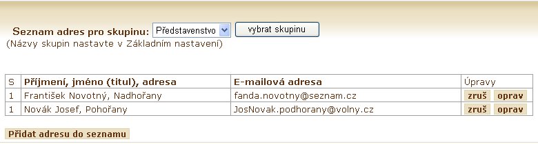 adresy pro mailer