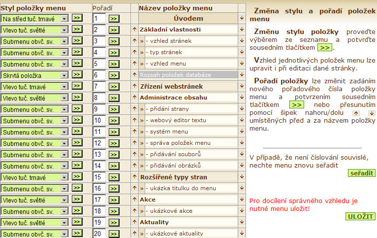 po�ad� v menu